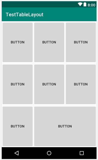 grid with TableLayout